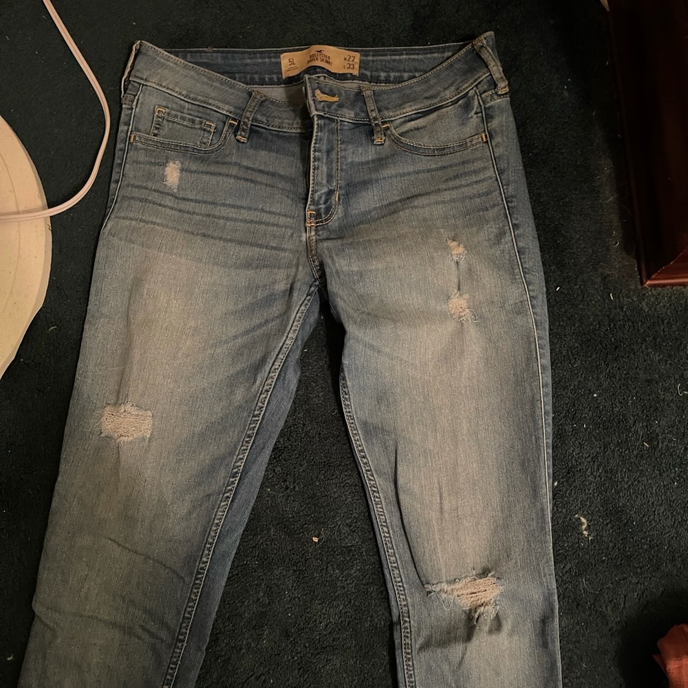 Hollister Super Skinny Ripped Jeans - Light Wash